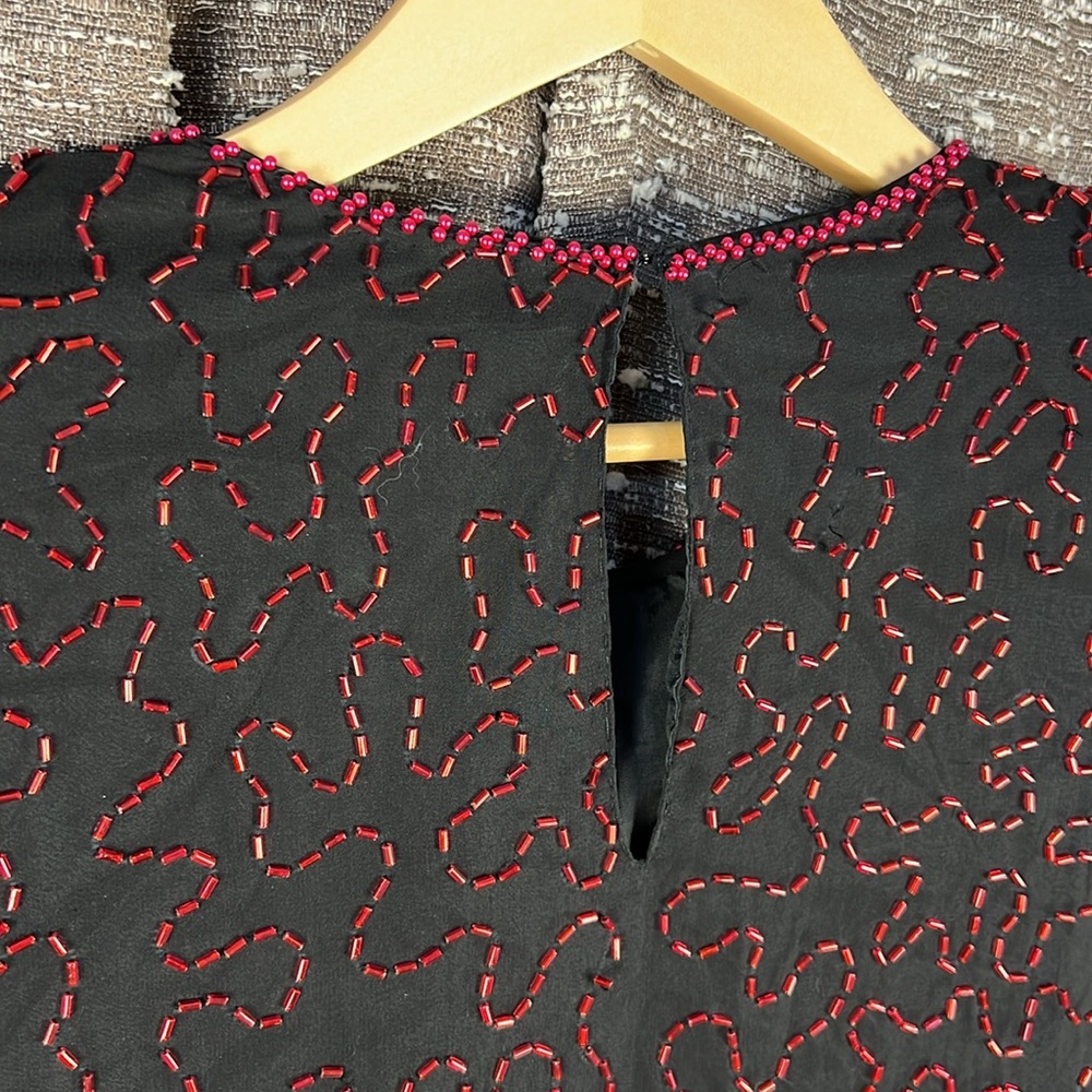 Sho Max Originals Beaded Top Blouse‎ Retro Disco Black and Red Size 3X - Picture 9 of 9